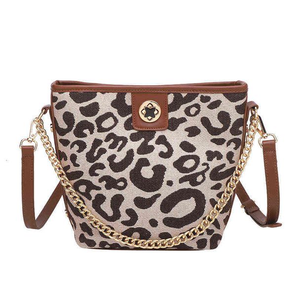

evening bags leopard print bucket female 2022 net red live broadcast fashion lock chain bag single shoulder menger bag