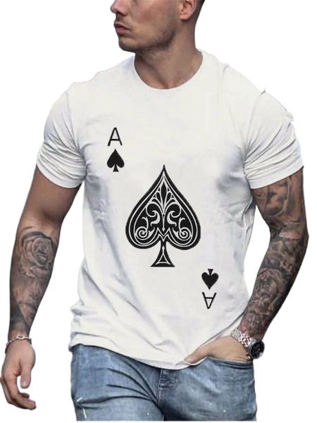 

men playing card print tee a2lk#, White;black