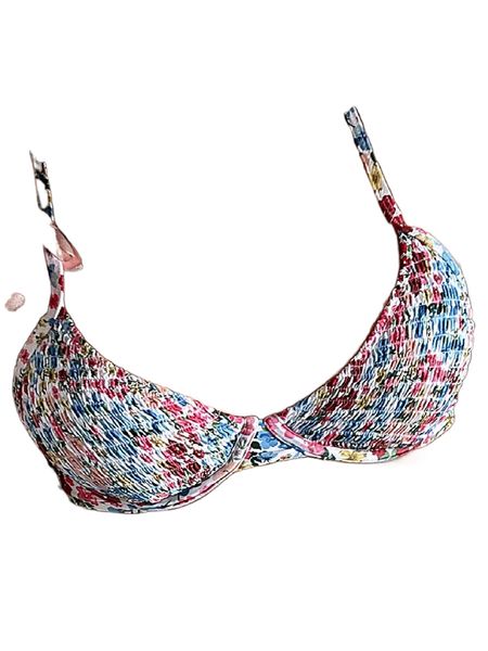 

all over print smocked underwire bikini i8qk#, White;black