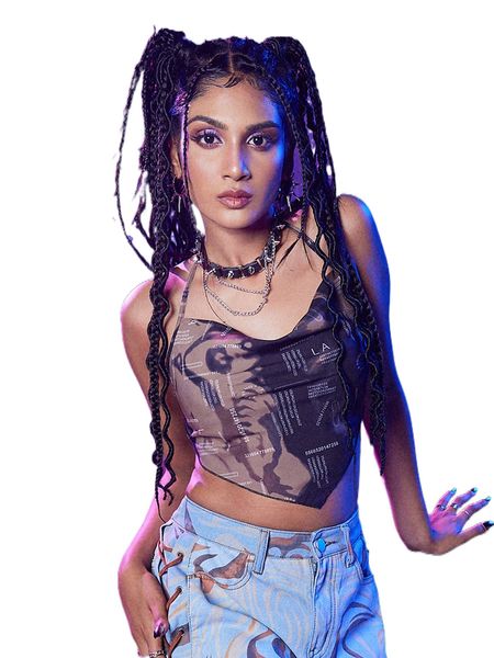 

romwe cyber luvr letter tie dye draped tie back halter j6ij#, White