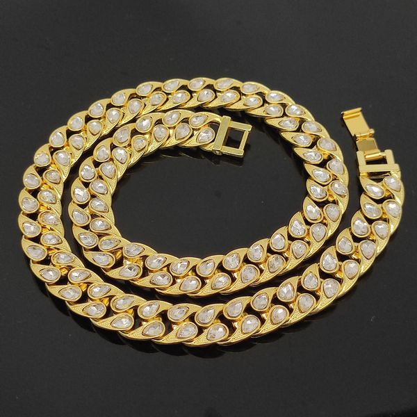 

cuban full diamond 14mm wide necklace hiphop super flash necklace, Silver