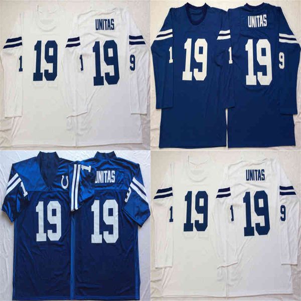 

rare 19 johnny unitas jersey white blue jerseys college retro football jerseys stitched mens, Black
