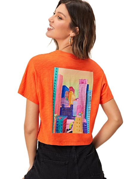 

x taylorerowland building & slogan graphic batwing sleeve tee s0zo#, White