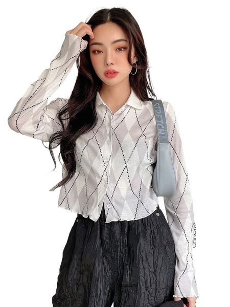 

dazy argyle print lettuce trim without bra 609d#, White