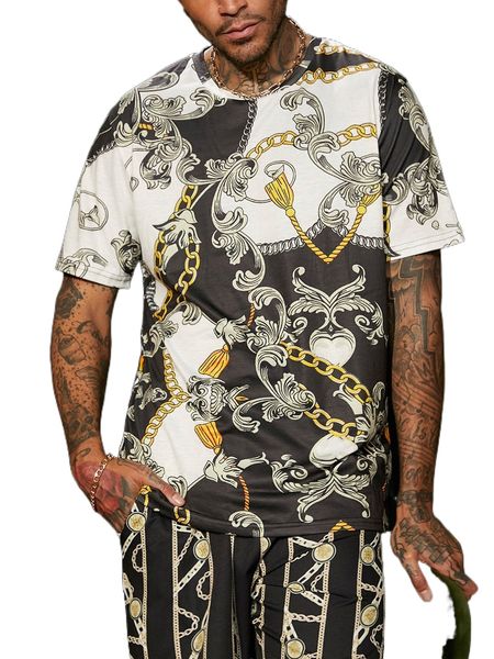 

men chain print tee d9oy#, White;black