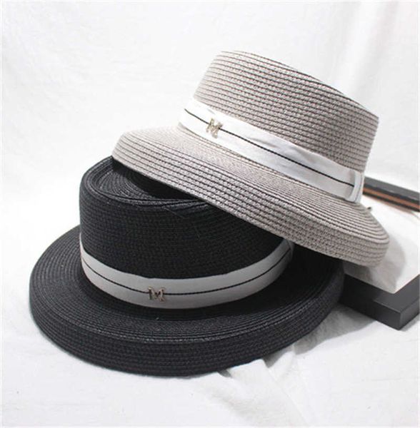 

outdoor female girls casual lambshade summer breathable ribbon straw sun hats for women, Blue;gray