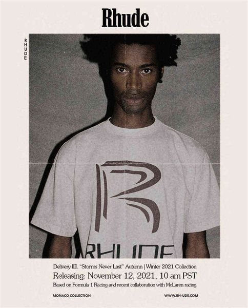 

brand designer t shirt rhude big r letter men women rh t-shirt summer short sleeve, White;black
