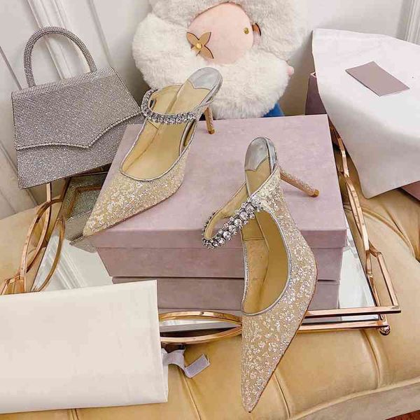 

slippers est summer shoes woman elegant mesh pointed slippers-toes super high heel crystal slippers decora n04x, Black