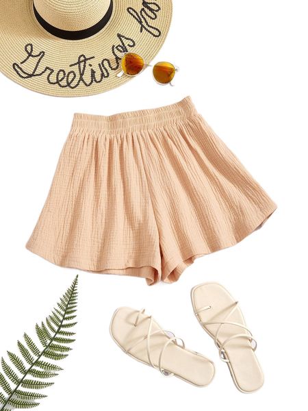 

high waist wide leg shorts 70jt#, White;black