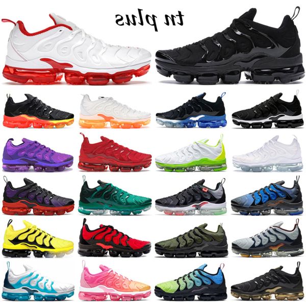 

with box 2022 tn plus men women running shoes tns triple black white cherry hyper blue light bone cool grey mens trainers sport sneakers siz