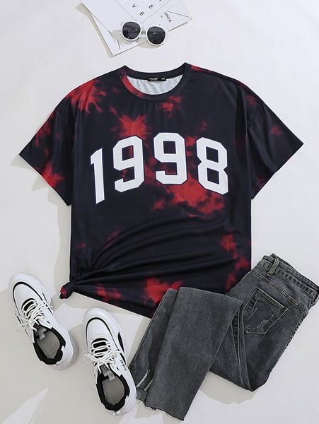 

plus letter graphic tie dye tee o7t0#, Black