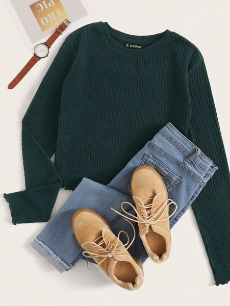 

lettuce trim rib-knit w7xm#, White