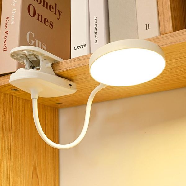 Lampade da tavolo Lampada da scrivania Ricaricabile USB Con clip Letto Libro da lettura Luce notturna LED 3 modalità Oscuramento Protezione degli occhi DC5VTable