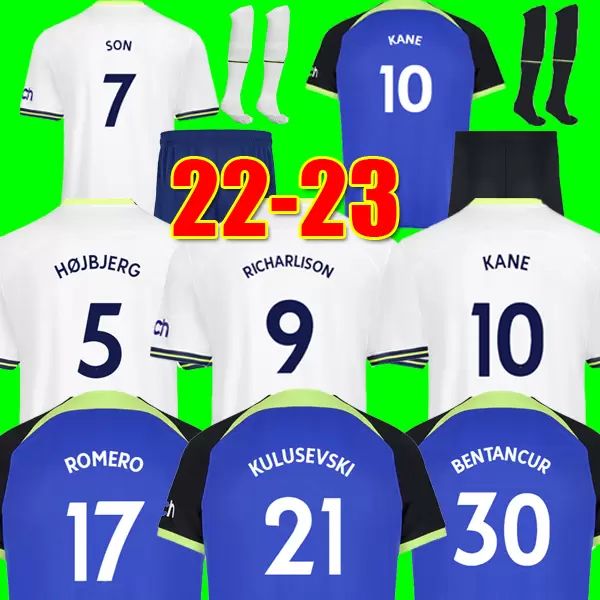 

men kids 22 23 son soccer jerseys 2022 2023 jersey football third lucas hojbjerg loris romero reguilon bryan kulusevski bentancur kane richa, Black;yellow
