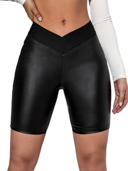 

solid skinny denim shorts x5su#, White;black