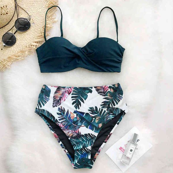 

2022bikini printed bikini swimsuit suspender high waist, White;black