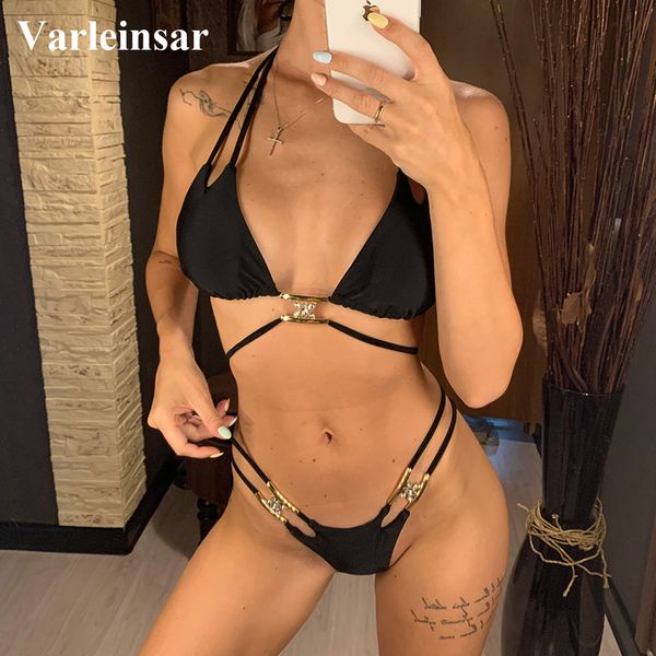 

new strappy bling diamond bikini female swimsuit women swimwear two-pieces bikini set halter bather bathing suit swim v2387, White;black