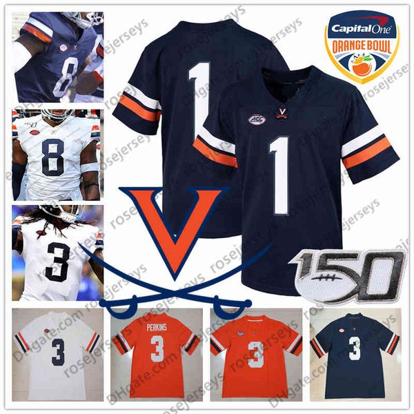 

uva virginia cavaliers 8 hasise dubois 20 mike hollins 21 wayne taulapapa 34 bryce hall 13 terrell jana orange bowl 150th jersey 4xl, Black