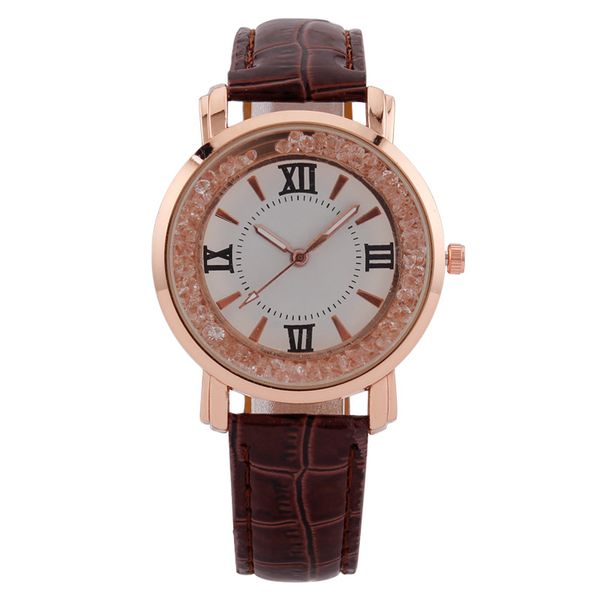 

luxury leather strap watches womens fashion watch wristwatches for women in 3 colors m0630, Slivery;brown