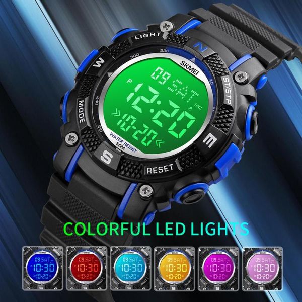 Armbanduhren SKMEI Marke Kinderuhren 2 Zeit LED Digital Kinderuhr Sport Wasserdicht Jungen Mädchen Wecker Montre Enfant Stunde Armbanduhr