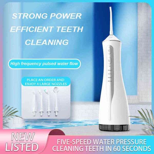 

5 modes oral irrigator usb rechargeable water floss portable dental flosser jet 220ml teeth cleaner+4 220511