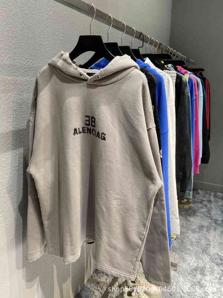 

men hooded balencaigass high version b phantom fleece hoodie ins fashion brand paris bb letter mosaic men's and women's sweater, Black