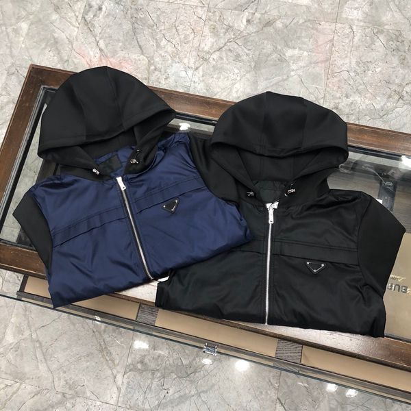 

2021 mens bomber casual winter jackets men high end designer fashion stitching knitted fabric luxury quality zip men's coat windbreaker, Black;brown