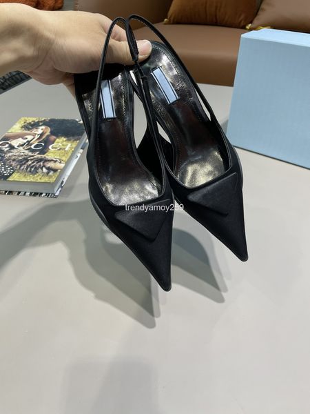 

dress shoes pointed cat heel women's shoes spring sandals show reverse triangle french small leather, Black