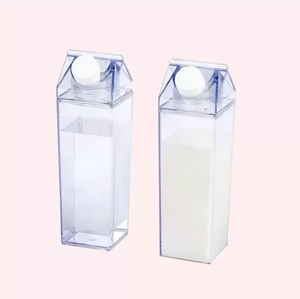 Bottiglia d'acqua in cartone per il latte da 17 once Scatola per la conservazione del latte Tazza quadrata trasparente ad alta capacità Tazza in plastica per bevande da caffè Originalità FY5230 0610