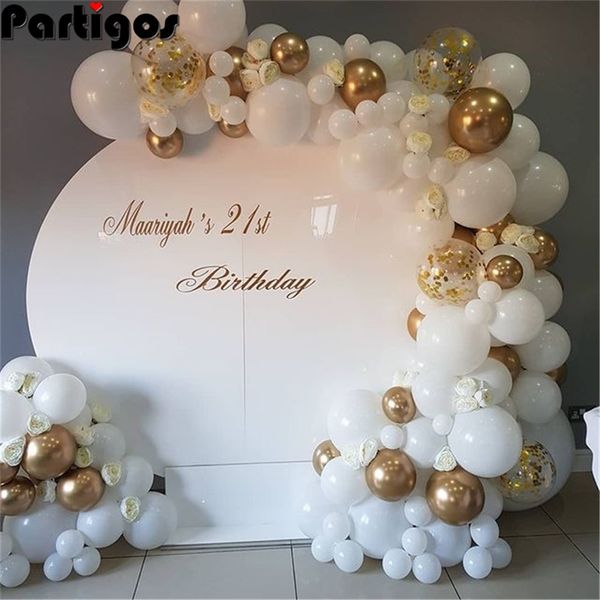 

98 pcs white balloons garland arch kit confetti metallic gold pastel latex balloon baby shower birthday graduation party decor 220429
