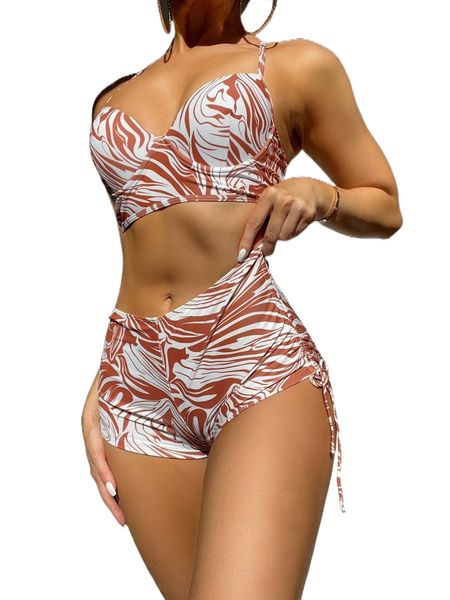 

abstract fluid pattern push up bikini swimsuit w7xm#, White;black