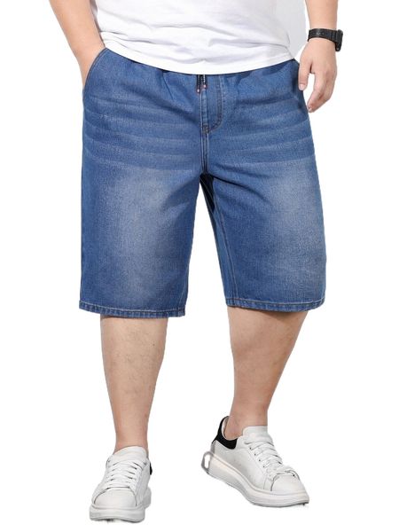 

extended sizes men drawstring waist bermuda denim shorts t29s#, White;black