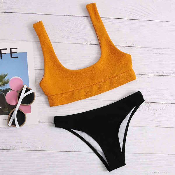 

bikini solid split swimsuit triangle women's swimsuit bikini neon, White;black