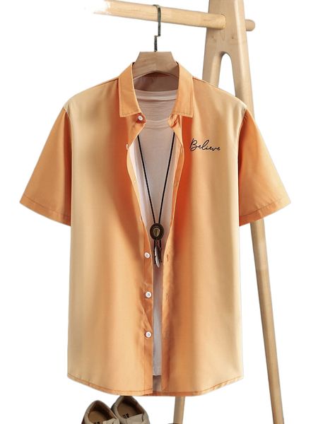 

men 1pc letter graphic shirt 32y7#, White;black