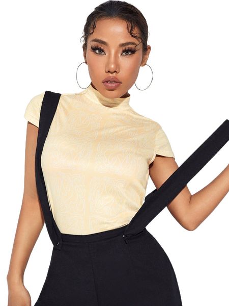 

x zizzari mock neck abstract print tee d5cg#, White