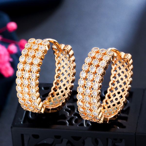 

aaa cubic zirconia gold hoop earrings copper jewelry 21mm circle silver plated white cz earring designer for woman valentines day gift for w, Golden;silver