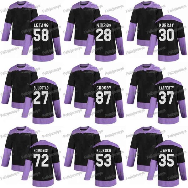 

87 sidney crosby 2020 hockey fights cancer kris letang patric hornqvist matt murray teddy blueger tristan jarry jersey, Black