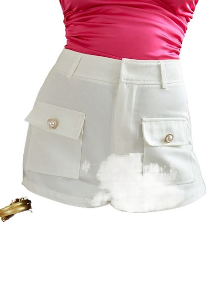 

high waist flap pocket shorts q2h6#, White;black