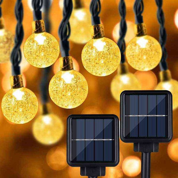 Luci a stringa solare Illuminazione a globo di cristallo a led per esterni con modalità Luce da patio a energia solare impermeabile per decorazioni per feste in giardino J220531