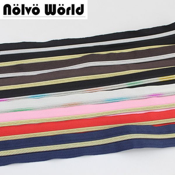 

30yards 5# nylon teeth zipper,15 colors,#5 plastic gold silver color teeth zippers for diy bags,clothing pants sewing 220505, Black