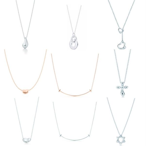 

new charm gift 925 sterling silver water drop pea pendant tif necklace cross smile sun necklace jewelry match world jewelry215m