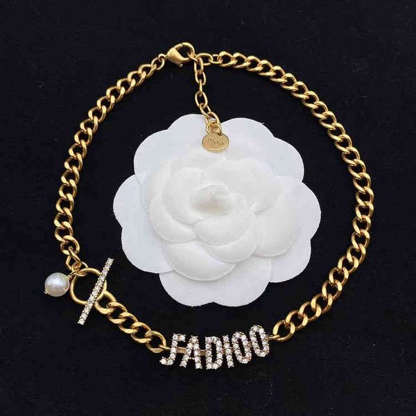 

d di home diamond inlaid pearl old trend personalized feminine 2022 luxury brand fashion design versatile necklace, Silver