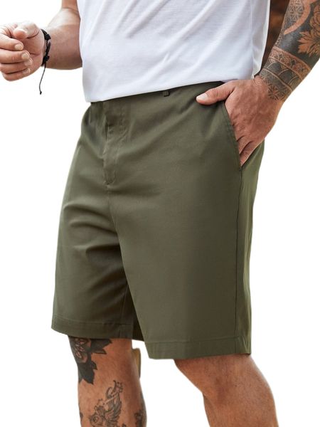 

men solid slant pocket shorts l76u#, White;black