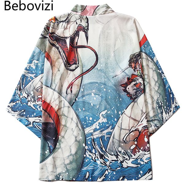 

summer women clothing jacket shirt samurai cosplay yukata haori fashion anime python print japanese kimono cardigan anime, Red