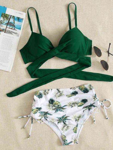 

hard wrapped style flower pants popular split bikini, White;black