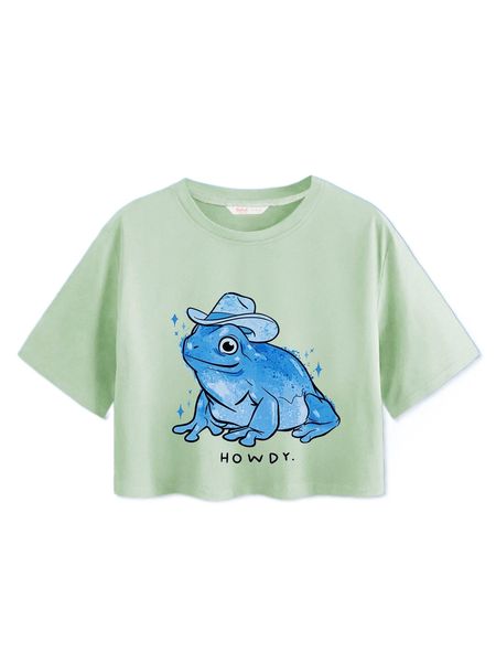 

romwe x elizabeth graham cartoon frog graphic tee y5qu#, White