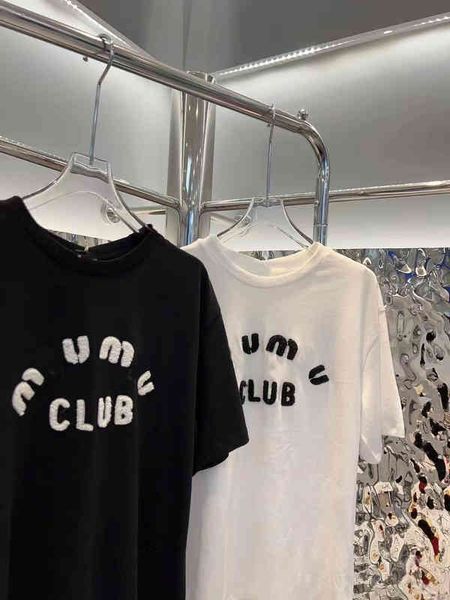 

spring new towel yarn embroidery letters simple atmosphere lazy silhouette loose short sleeve, White