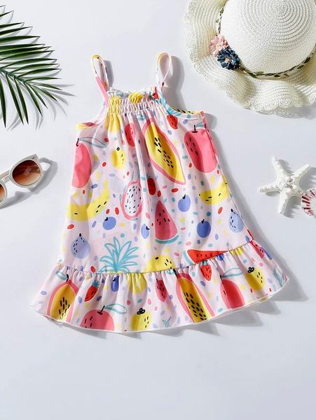 

toddler girls fruit print ruffle hem cover up she, Blue