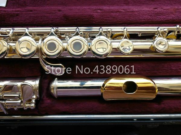 303 C Tune Flauto Tubo in cupronichel Superficie placcata argento Piatto labbra oro E Chiave 17 fori Apertura Strumento musicale Flauto