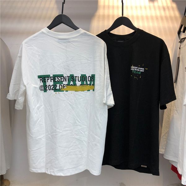 

22ss black black foam print short sleeve t-shirt tee, White;black